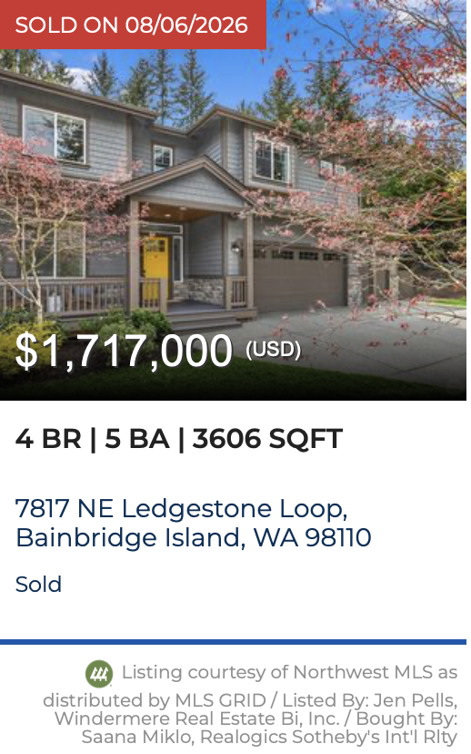 Ledgestone Loop on Bainbridge Island sold by Jen Pells of Windermere